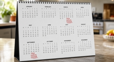A year calendar indicating when to clean your washing machine every 6 months