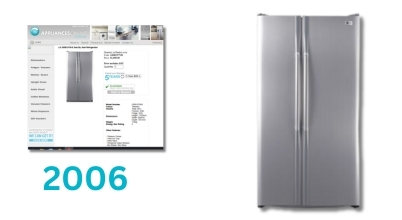 An LG side by side fridge sold by Appliances Online in 2006