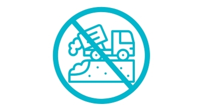 Graphic of a sign indicating NO LANDFILL
