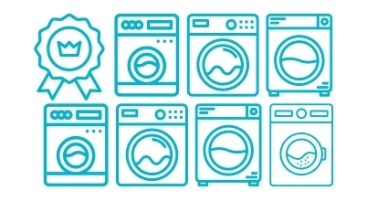 Graphic showing different washing machines