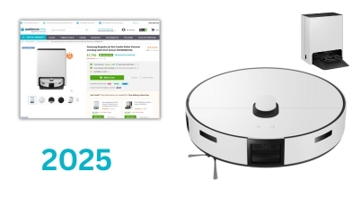 A Samsung robot vacuum and mop combo sold by Appliances Online in 2025