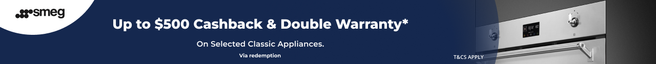 Up to $500 Cashback & Double Warranty on selected Smeg Classic Appliances